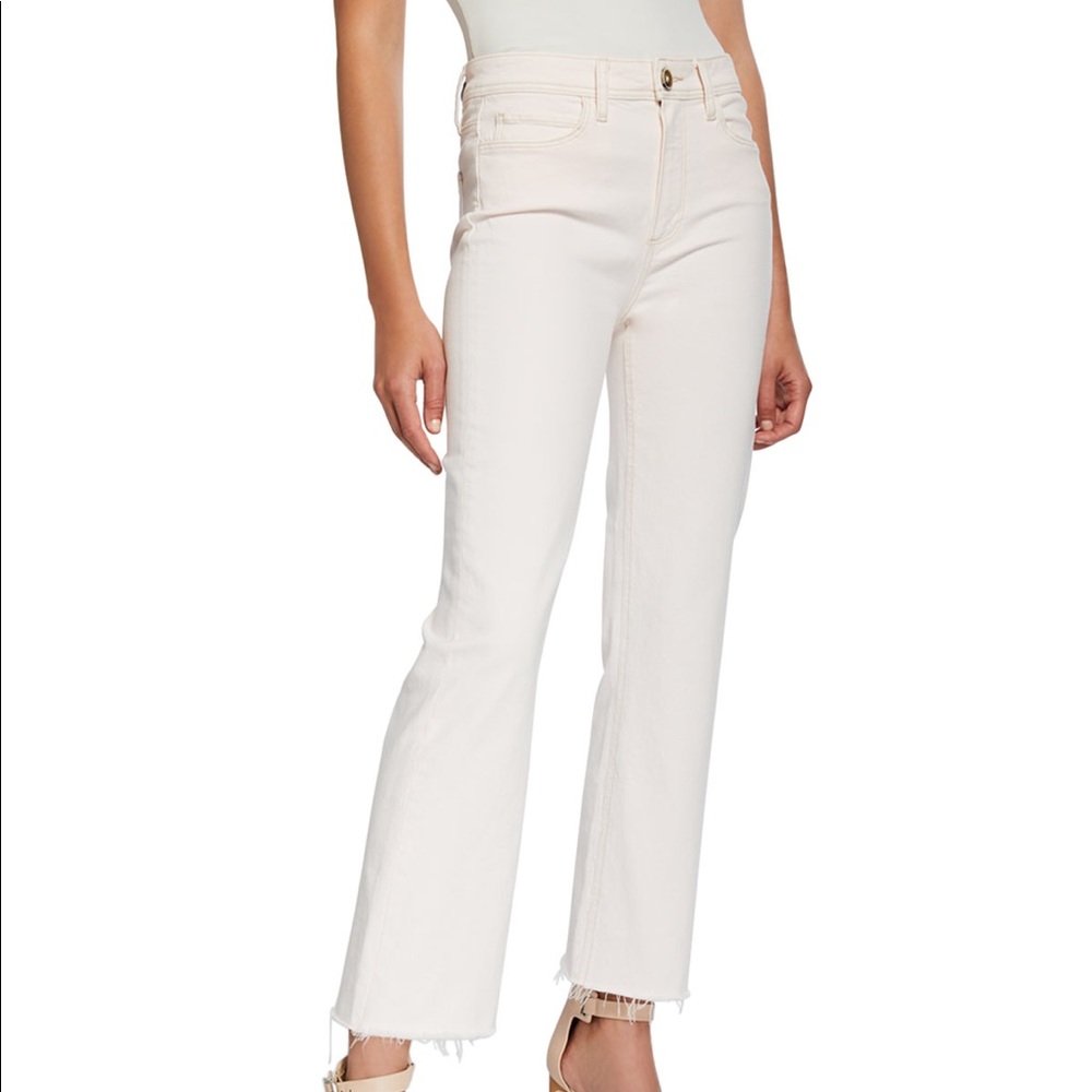Paige white ankle flare jeans